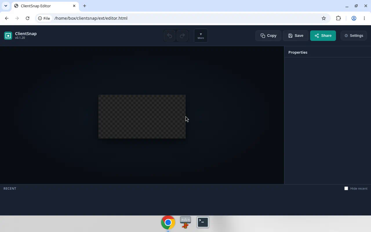 ClientSnap annotation editor with canvas and Share button